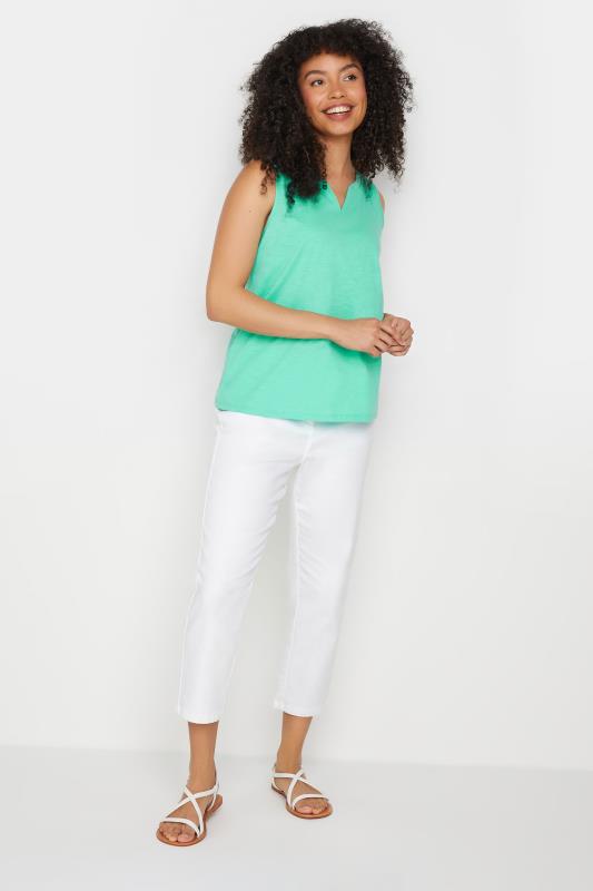 M&Co Green Sleeveless Notch Neck Cotton Vest Top | M&Co 2