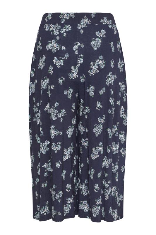 Plus Size Blue Floral Print Jersey Culottes | Yours Clothing 5