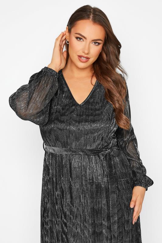 LIMITED COLLECTION Curve Black & Silver Crinkle Dress 4