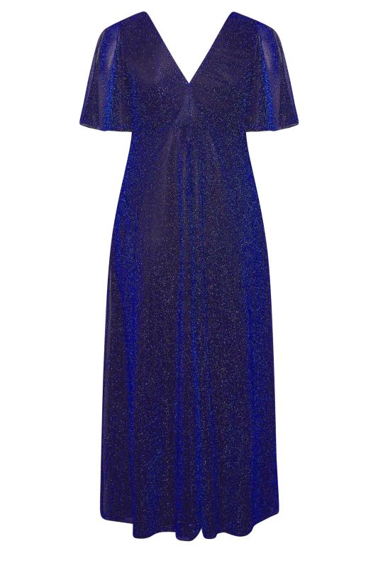 YOURS LONDON Plus Size Blue Glitter Maxi Dress | Yours Clothing 7