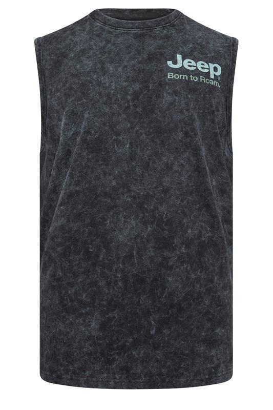 BadRhino Big & Tall Black Extra Long Acid Wash 'Jeep' Graphic Vest