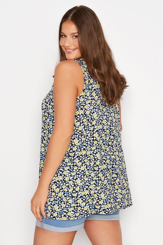 Plus Size Yellow & Blue Floral Swing Vest Top | Yours Clothing 3