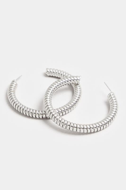 Silver Tone Statement Coil Hoop Earrings | Yours Clothing  3