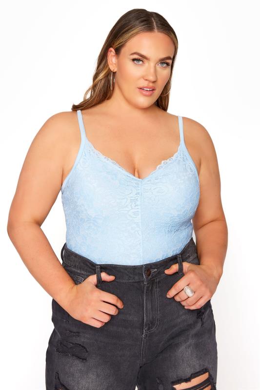  Grande Taille LIMITED COLLECTION Curve Baby Blue Lace Bodysuit