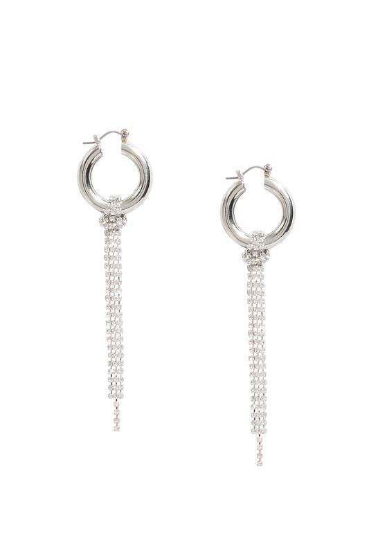 Silver Tone Diamante Tassel Drop Earrings 4