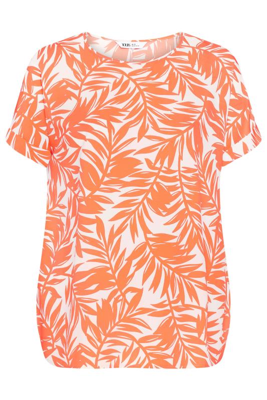 YOURS Plus Size Orange Tropical Print Boxy T-Shirt | Yours Clothing 5