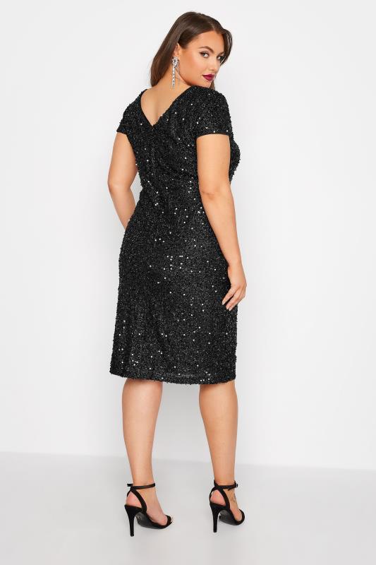 YOURS LONDON Plus Size Black Sequin Embellished Shift Dress | Yours Clothing 3
