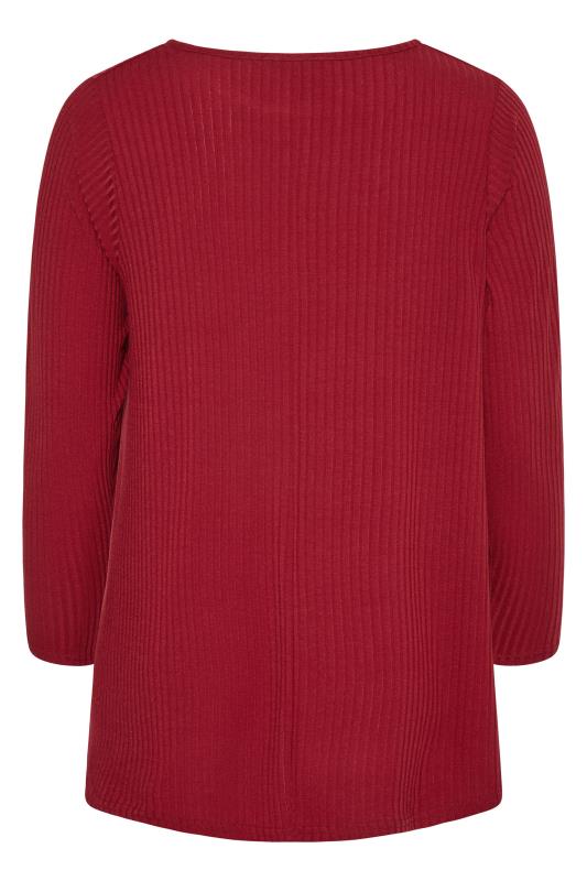 LIMITED COLLECTION Curve Red Long Sleeve Ribbed Top 5