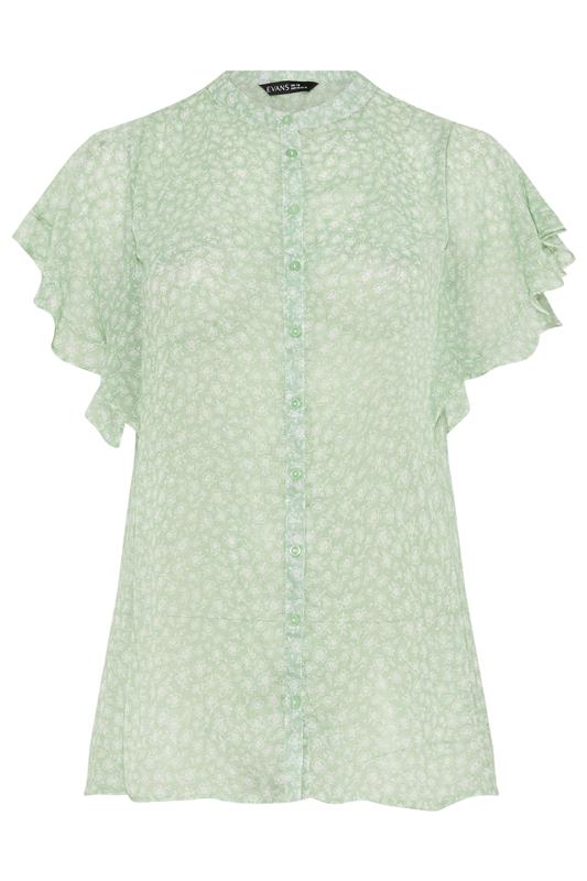 EVANS Curve Green Frill sleeve Blouse | Evans 5