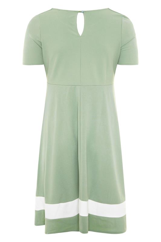 YOURS LONDON Plus Size Sage Green Notch Neck Skater Dress | Yours Clothing 7