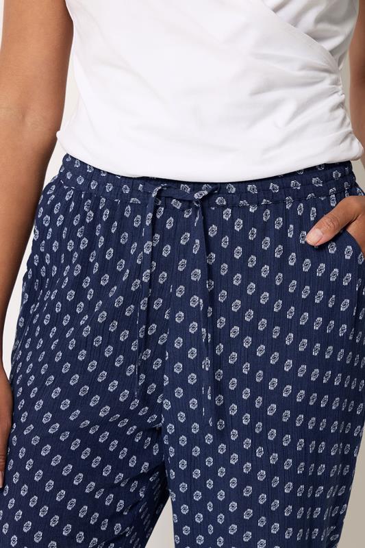 M&Co Navy Blue Dobby Cropped Trousers | M&Co 4