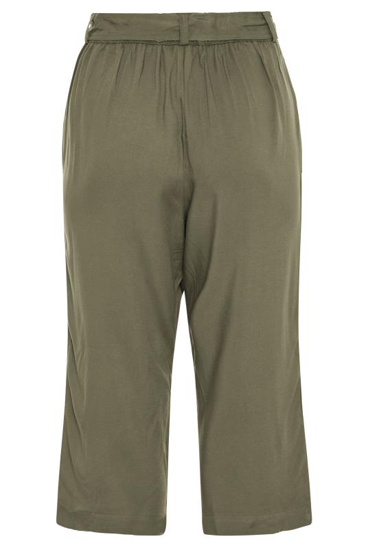 Curve Khaki Green Cropped Trousers 4