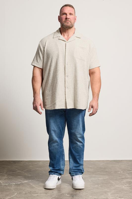 BadRhino Big & Tall Natural Brown Short Sleeve Textured Jersey Shirt | BadRhino 2
