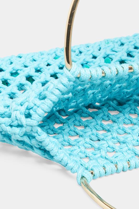 Blue Crochet Handle Bag | Yours Clothing 5