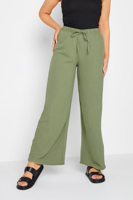 M&Co Khaki Green Crepe Wide Leg Trousers | M&Co 2