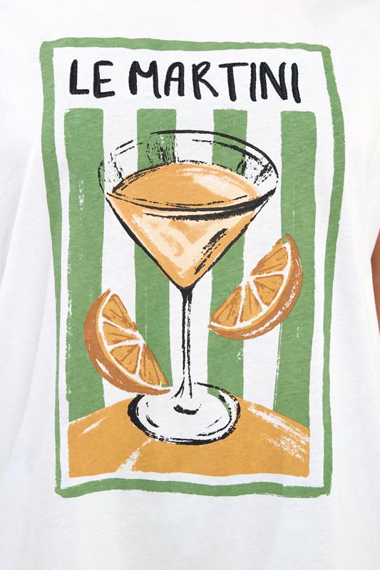 LTS Tall Women's White Martini Graphic Cotton Oversized T-Shirt | Long Tall Sally 6
