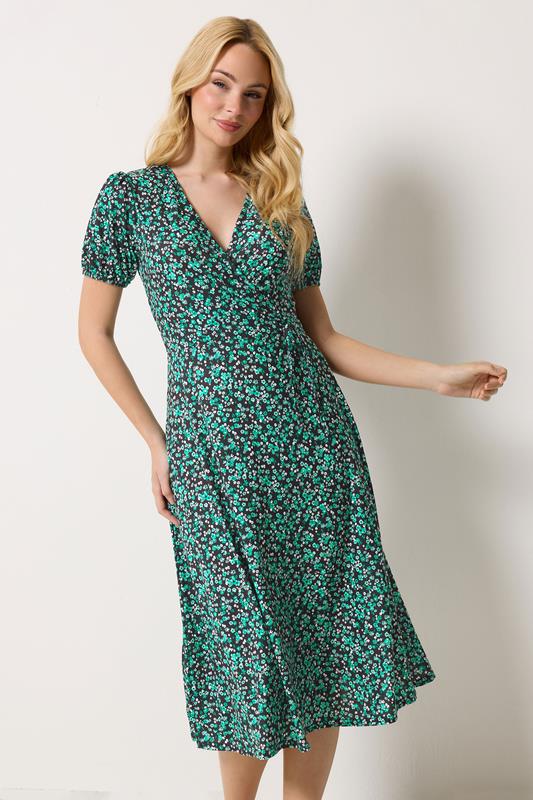 M&Co Cobalt Blue Ditsy Floral Wrap Dress | M&Co 1