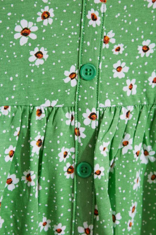Plus Size Green Daisy Print Button Through Smock Top | Yours Clothing  5