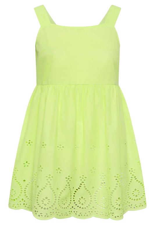 YOURS Plus Size Lime Green Broderie Anglaise Vest Top | Yours Clothing 6