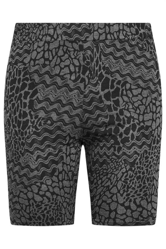YOURS ACTIVE Plus Size Charcoal Grey Abstract Print Cycling Shorts | Yours Clothing 5