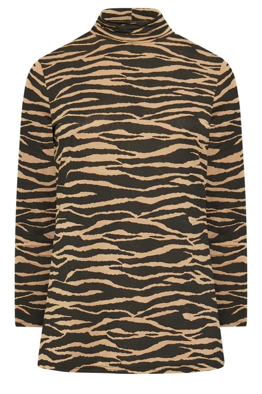LIMITED COLLECTION Plus Size Black & Brown Zebra Print Turtle Neck Top | Yours Clothing 7