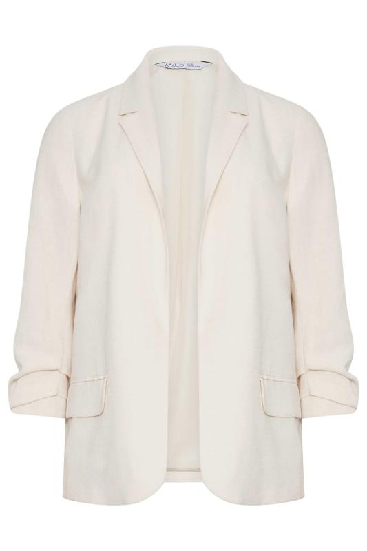 M&Co Ivory White Ruched Sleeve Linen Blazer | M&Co 6