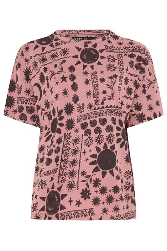 YOURS Plus Size Pink Mixed Celestial T-Shirt | Yours Clothing 5