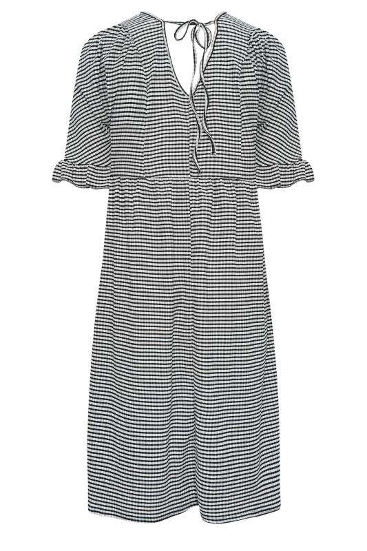 YOURS Plus Size Black Gingham Textured Smock Midi Dress | Yours Clothing 8