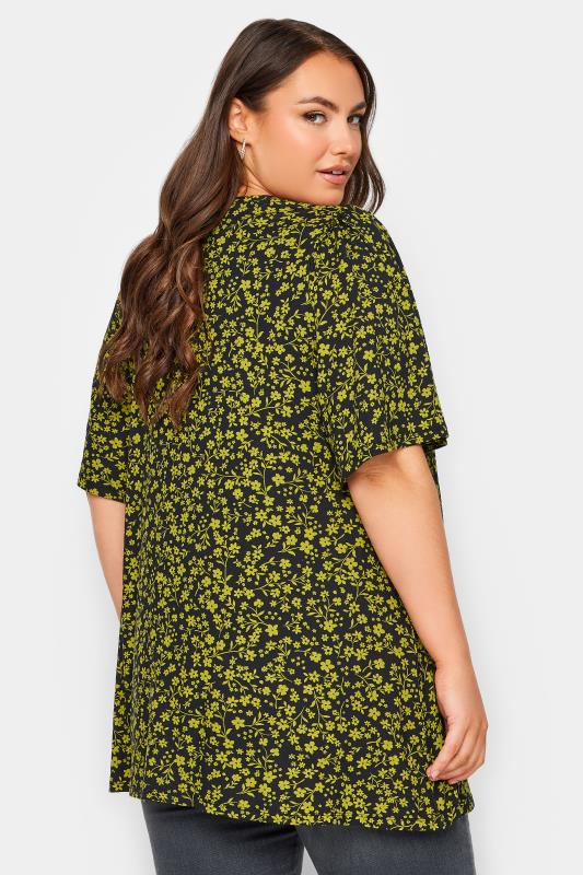 YOURS Plus Size Yellow Floral Print Pleat Front Top | Yours Clothing 4