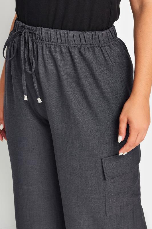 YOURS Plus Size Grey Linen Look Cargo Trousers | Yours Clothing 4