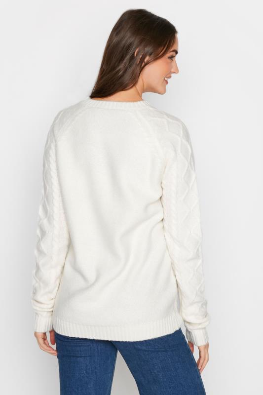LTS Tall Women's White Cable Knit Jumper | Long Tall Sally  3