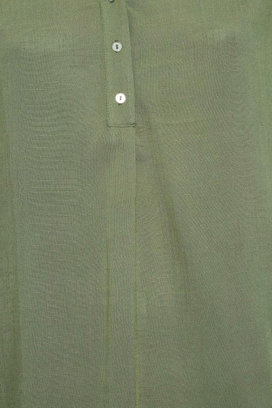 YOURS Plus Size Khaki Green Half Placket Blouse | Yours Clothing 5