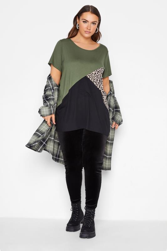 Black Leopard Print Colour Block 