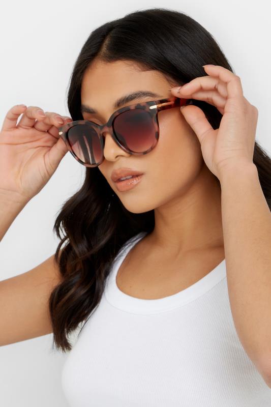 Plus Size  Yours Brown Tortoiseshell Oversized Gold Detail Sunglasses