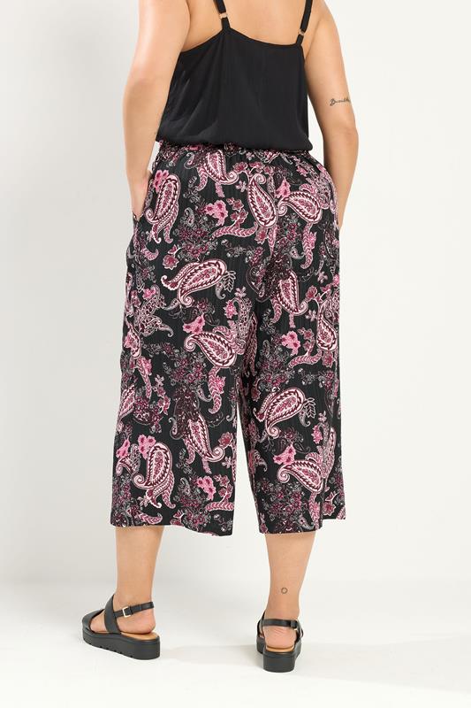 YOURS Plus Size Pink Paisley Cropped Trousers | Yours Clothing 2