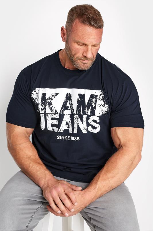 KAM Big & Tall Navy Blue Logo Printed T-Shirt 1
