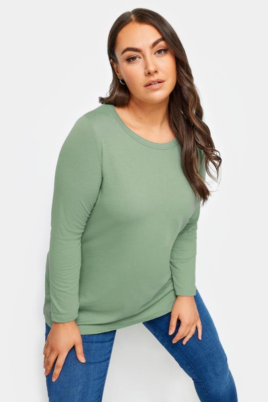 YOURS 3 PACK Plus Size Navy Blue & White Long Sleeve Tops | Yours Clothing 2