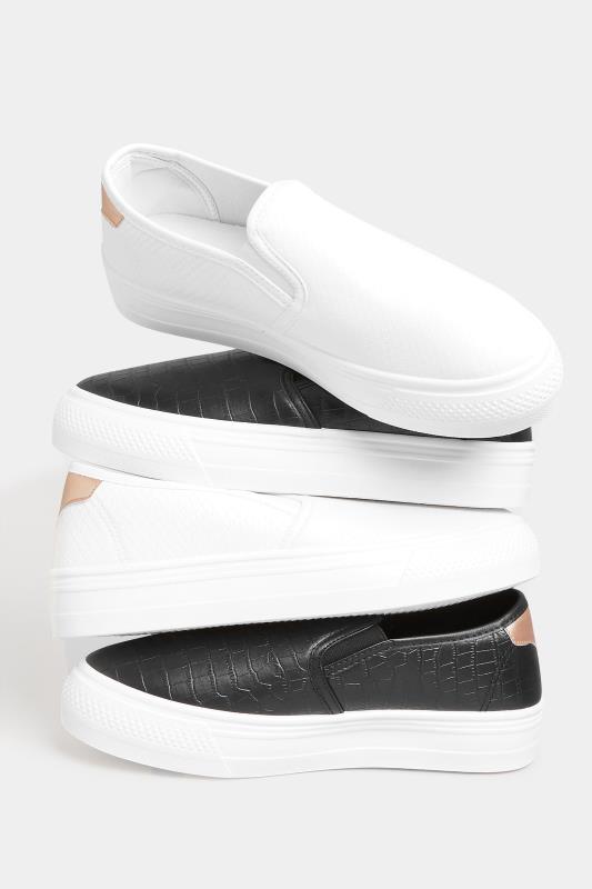 PixieGirl White Croc Flatform Slip On Trainers In Standard D Fit 6