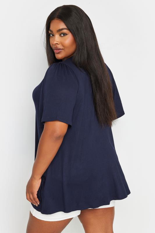 YOURS Plus Size Navy Blue Pleated Swing Top | Yours Clothing 3