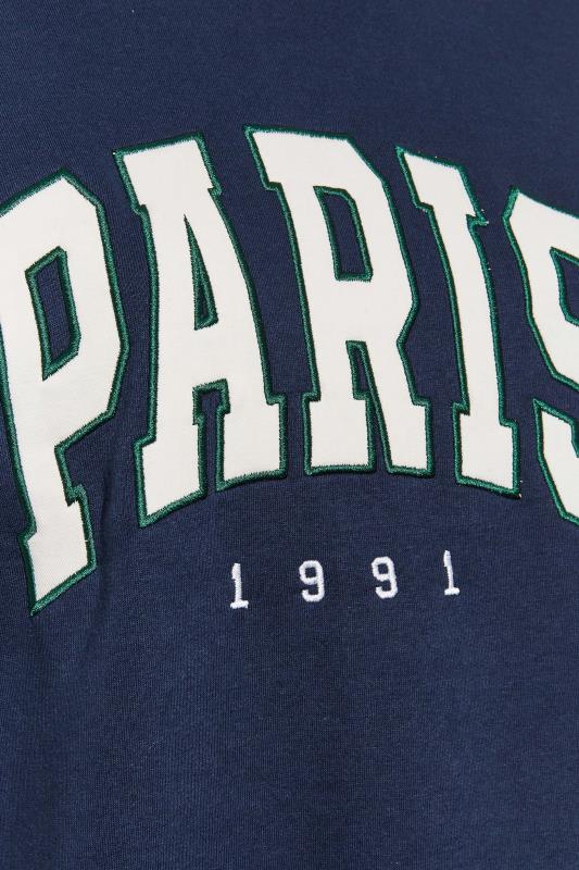 Curve Long Sleeve Navy Blue 'PARIS' Slogan Sweatshirt 5