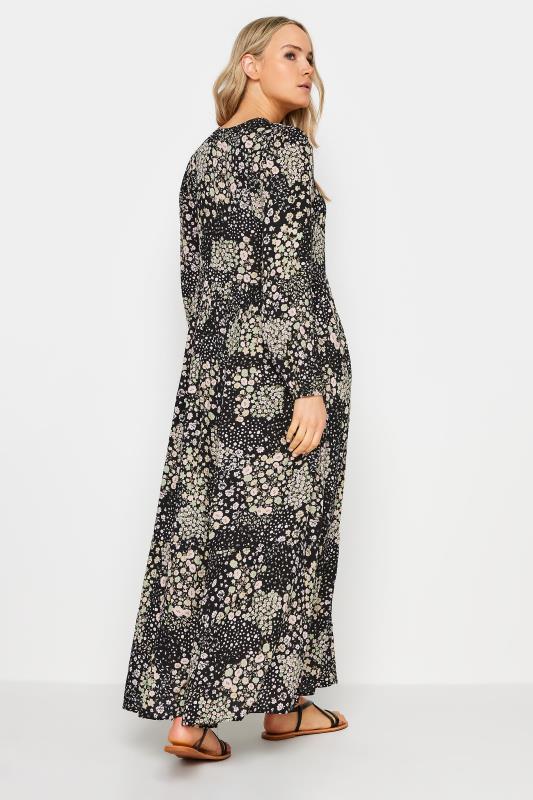 LTS Tall Womens Black Ditsy Floral Print Tiered Maxi Dress | Long Tall Sally 4