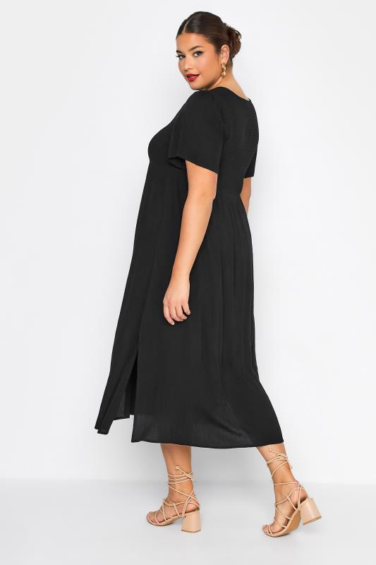 LIMITED COLLECTION Curve Black Shirred Midaxi Dress 3