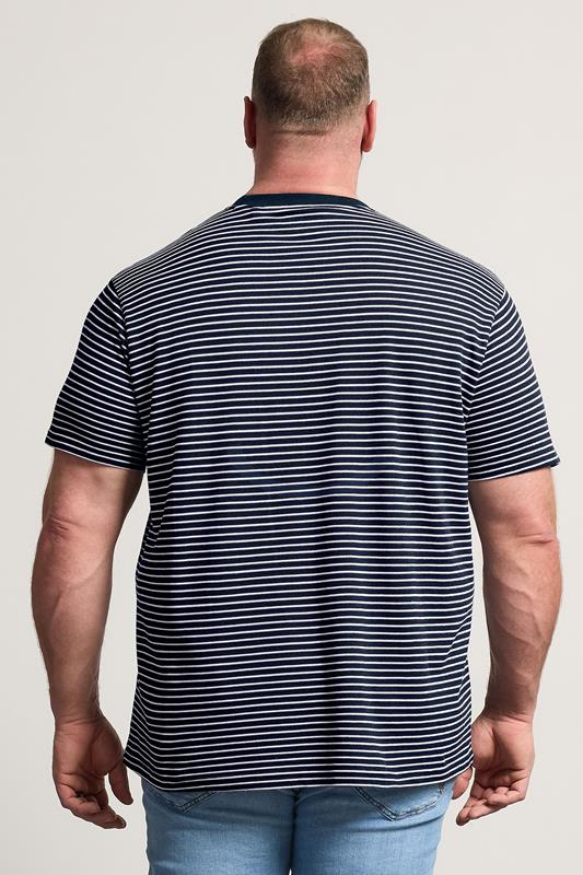 BadRhino Big & Tall Navy Blue Stripe Pique T-Shirt | BadRhino 4