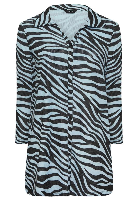 YOURS Plus Size Blue & Black Zebra Print Shirt | Yours Clothing 6