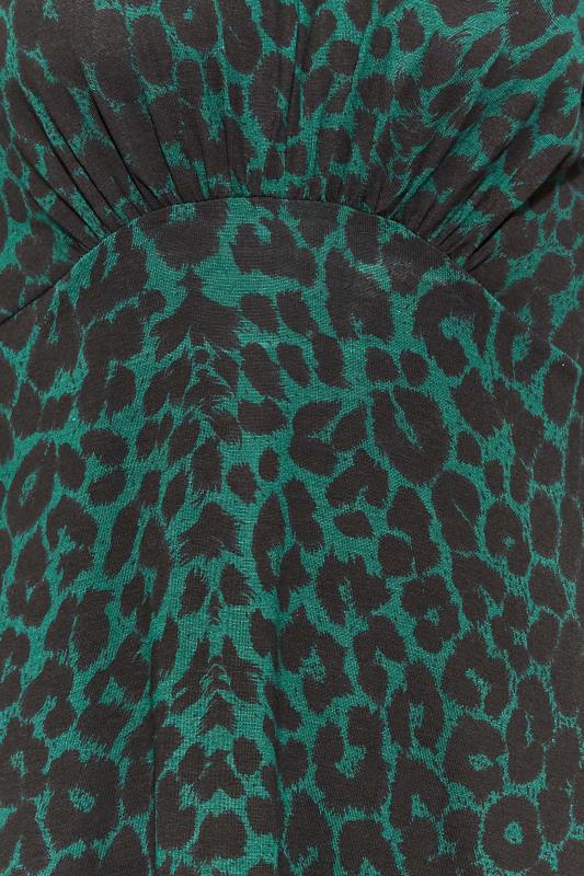Petite Womens Dark Green Leopard Print Midi Dress | PixieGirl 5