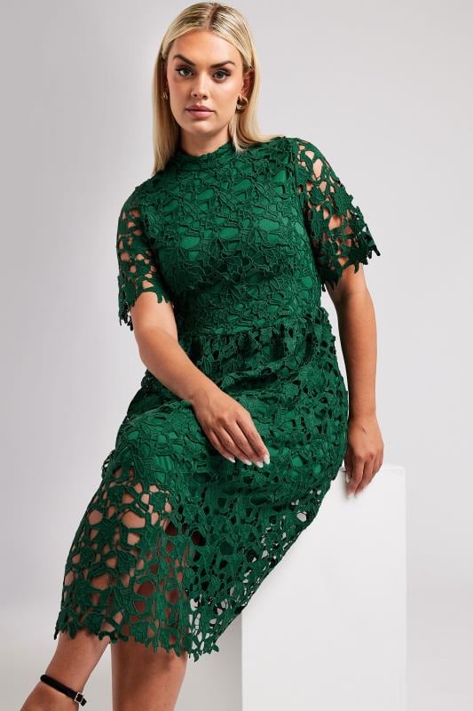 Lace midi dress green best sale