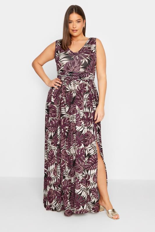 Tall Women's Purple Floral Side Slit Maxi Dress | Long Tall Sally  1