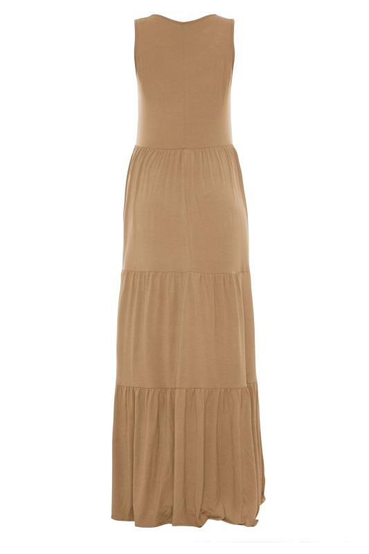 LTS Maternity Camel Brown Tiered Maxi Dress | Long Tall Sally  6