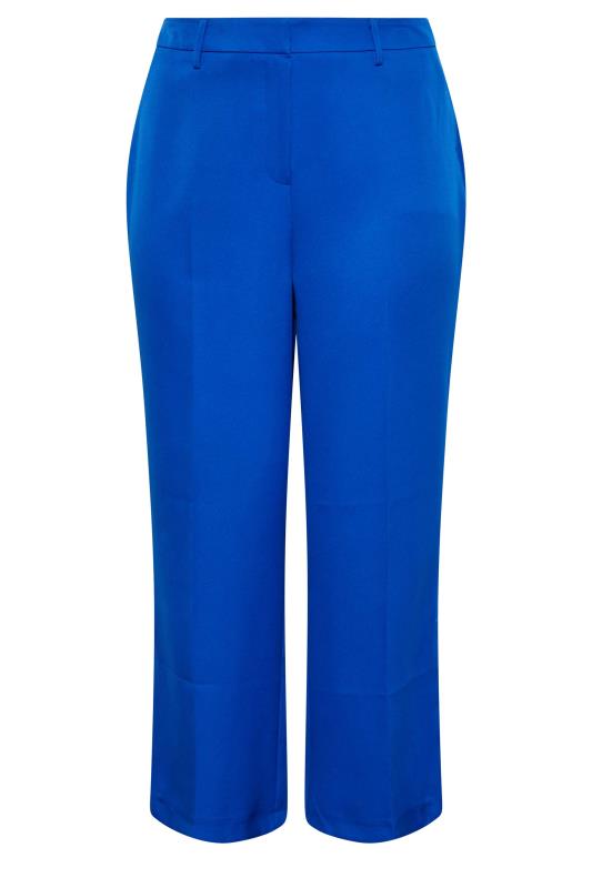 Plus Size Cobalt Blue Split Hem Flared Trousers | Yours Clothing 4