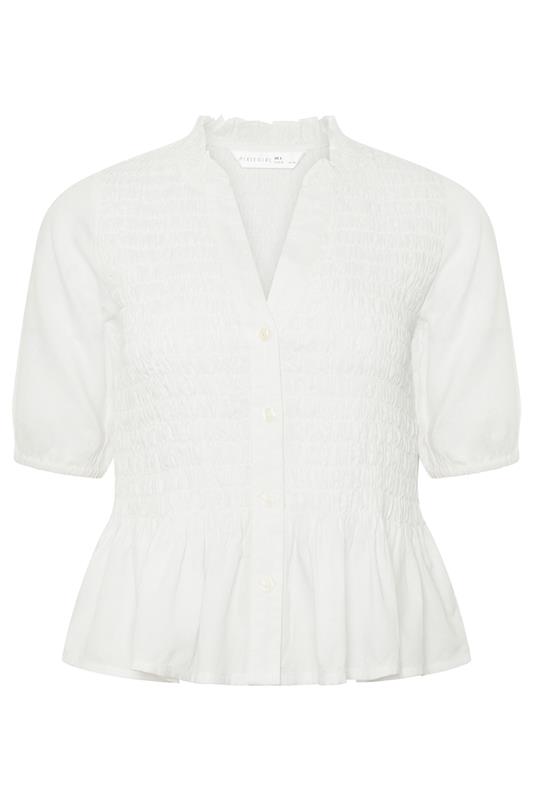 PixieGirl Petite Women's White Shirred Button Shirt | PixieGirl 4